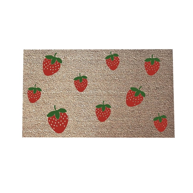 Natural Coir Door Mat Outside Door Mats for Front Door Absorbent Rugs Entryway Low Maintenance Welcome Mat Welcome Mats for Front Door Outdoor Entry Welcome, 16x24 Inch Strawberries