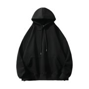 Vintage Hoodies for Men Men's Casual Pullover Hoodie Suede Solid Color Men's Long Sleeved Hooded Hoodie Sweatshirt Men's Cute Hoodies Sweatshirts S-136 Black 3XL