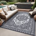 thumbnail image 2 of HOMERRY 9' x 12' Gray White GeometricFloral Outdoor Rug Straw Plastic Area Rug for Balcony Pool RV Waterproof Reversible Carpet, 2 of 7