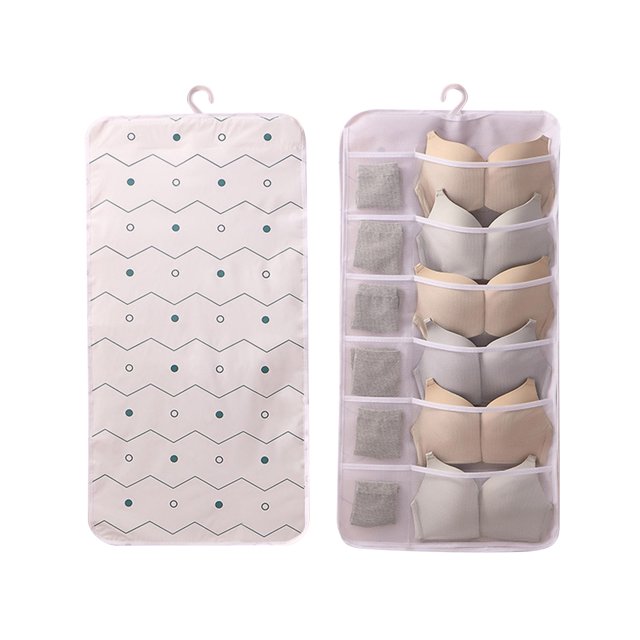 Pompotops Non-woven Double-sided Storage Bag Washable Wardrobe Multi-pocket Bra Hanging Bag Door Rear Socks Storage Bag Clearance