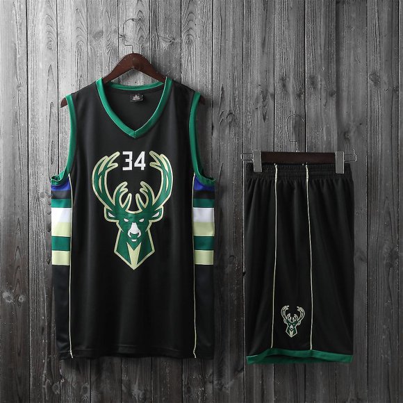 Antetokounmpo Jersey No.34/children's Basketball Uniform Set Kids/black