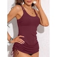 thumbnail image 4 of Charmo Side Drawstring Swim Tops for Womens Ribbed Tankini Tops Padded Bikini Tops(No Bottoms), 4 of 6