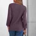 thumbnail image 4 of VINUSLI Hauts Petite pour Femmes en Dentelle Patchwork Tricot Côtelé Chandails à Manches Longues Col Ras du Cou Tunique Chic Décontractée Blouse d'Automne Violet,TG, 4 of 8