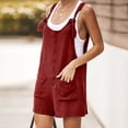 thumbnail image 4 of TopLLC Women's Summer Casual Rompers Sleeveless Loose Spaghetti Strap Short Jumpsuits Overalls Solid Button Bodysuit Playsuit With Pockets, 4 of 7