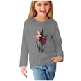 thumbnail image 2 of RXIRUCGD Chemises à Manches Longues pour Filles, Col Rond Mignon, Blouses Décontractées Élégantes (Gris, Taille : 7 Ans), 2 of 5