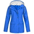 thumbnail image 1 of HTNBO Hooded Solid Color Rain Coats for Women Outdoor Windproof Plus Size Rain Jackets, 1 of 3