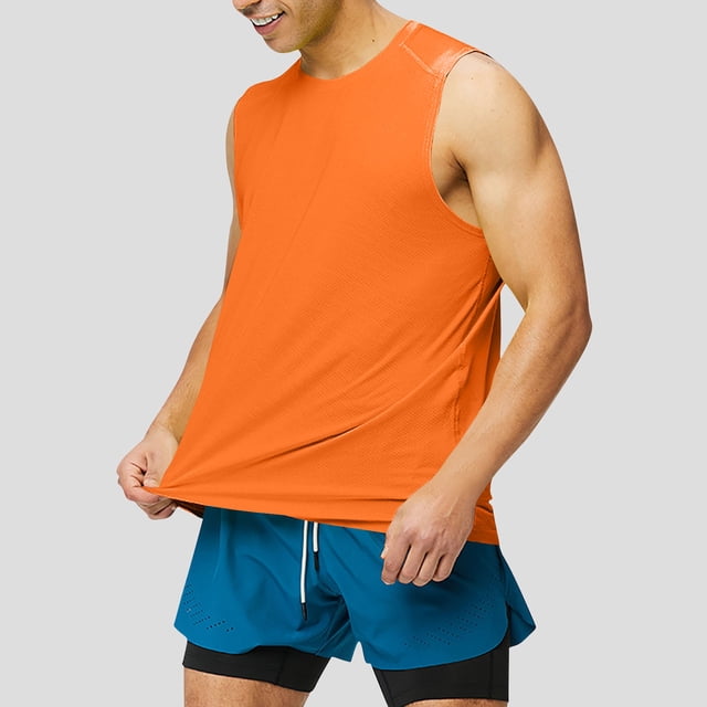 ylioge Gilet de Course pour Hommes Débardeurs d'Entraînement Athlétiques Chandails Sans Manches à Col Rond Décontractés pour Hommes Chandail Extensible Ajusté Uni Respirant Débardeurs de Gym