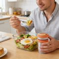 thumbnail image 1 of weibbin Orange Double Layer Plastic Salad Cup with Fork - 760ml Portable Breakfast Container, BPA-Free, 1 of 6