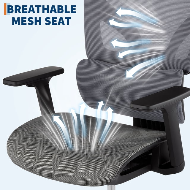 AKDSteel Ergonomic Mesh Office Chair, High-Back Executive Desk Chair With Adjustable Lumbar Support And 360° Swivel