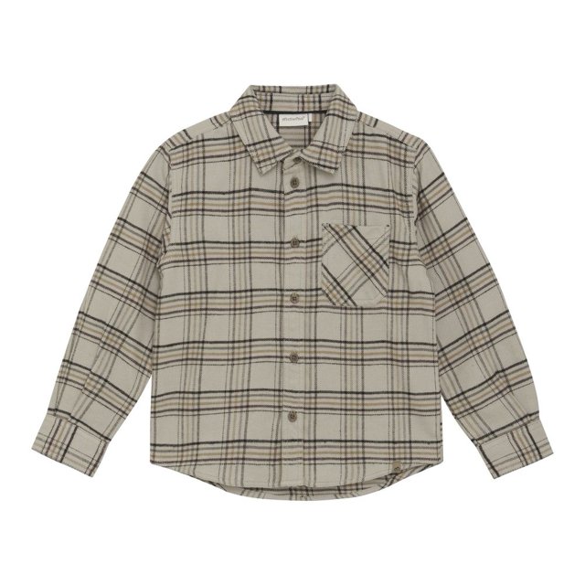 Minymo Chemise à Manches Longues à Carreaux - Oxford Tan (18 Mois)
