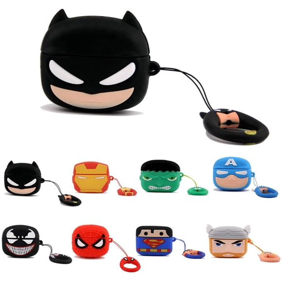 3D Airpods Pro Case, Superhero Cartoon Silicone Airpods 3rd Cover, Shockproof Protective Skin with Keychain Compatible with Airpods Pro (Batman)