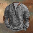 thumbnail image 3 of Penkiiy Haut Imprimé pour Homme Demi-Fermeture Éclair Haut à Manches Longues Haut/chemise à Col Rond à Manches Longues 3TG Gris, 3 of 3