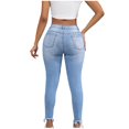 thumbnail image 3 of Gubotare Ripped Jeans Women's Ultra Fit Mid-Rise Soft Denim Juniors Jeans (Blue,Size XL), 3 of 6