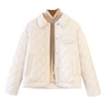 thumbnail image 1 of Économies d'Automne/hiver! srobpty Manteau Matelassé à Manches Longues pour Femmes, Veste Décontractée Colorée à Manches Longues pour Dames Sans Capuche et avec Col à Revers Blanc, G, 1 of 4