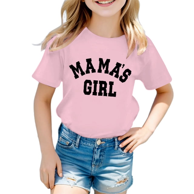 Kcodviy Fille Enfant Mignonne Graphique Filles Camisoles 2T Imprimé Col Rond Manches Courtes Longues Chandail pour Enfants Manche T-Shirt Été Décontracté Enfants Anniversaire Chandail T-Shirt