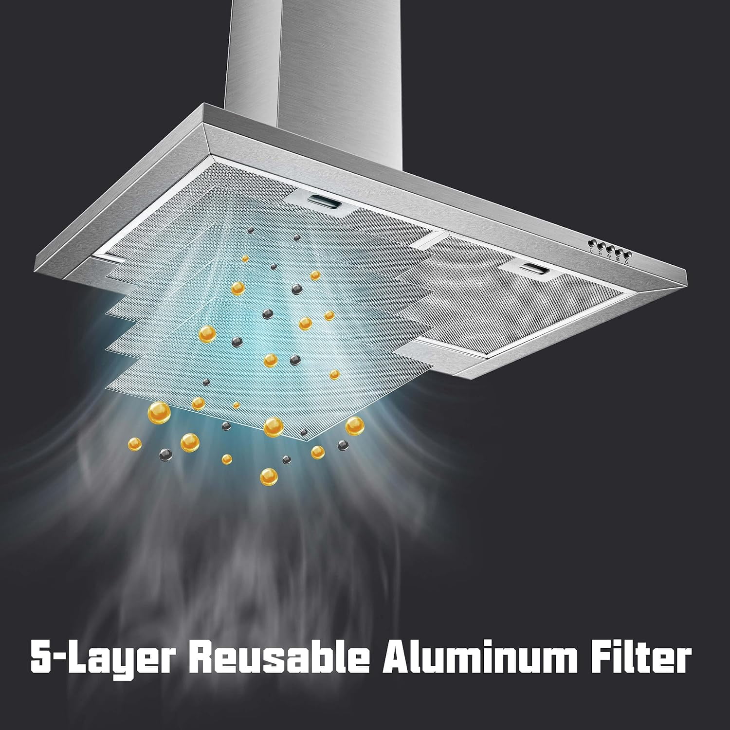 Zzistar Range Hood 30 inch,Wall Mount Range Hood in Stainless Steel With Ducted/Ductless Convertible,Stove Vent Hood with Aluminum Filters,3 Speed Exhaust Fan,LED Light,Button Control