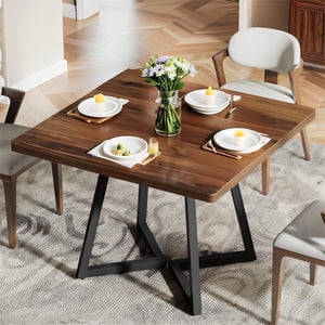 Fnova 31.5" Dining Table for 4, Modern Square Kitchen Table for Dining Room, Brown
