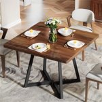 Fnova 31.5" Dining Table for 4, Modern Square Kitchen Table for Dining Room, Brown