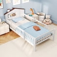 thumbnail image 2 of Gymax Lit pour Enfants Format Simple Lit Plateforme en Bois Massif avec Rangement sous le Lit et Cube de Rangement Blanc, 2 of 9