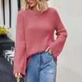 thumbnail image 1 of Dvkptbk Chandails pour Femmes Femmes Col Rond Uni Mode Tricot Ample Chandail Vêtements en Liquidation, 1 of 7
