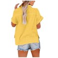 thumbnail image 3 of asjyhkr Blouses for Women Button down Short Sleeve T Shirt Solid Color Fashion Summer Tops Solid Color, 3 of 5