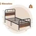 thumbnail image 3 of Costway Twin Size Metal Platform Bed Frame Industrial Headboard Mattress Foundation, 3 of 10