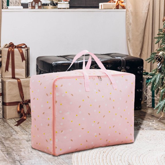 Sac de Rangement de Voyage Grande Capacité Sac Polochon Portable pour Déménagement et Organisation Organisateur de Couettes Non Tissées et de Vêtements 55x20x33 cm