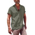 thumbnail image 1 of EOYWHK Men Linen Shirt Summer Beach Cardigan Lightweight Button Down Lapel Blouse with Pockets Flyer, 1 of 2