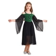 thumbnail image 1 of Yartina Girls Medieval Renaissance Princess Dresses Cold Shoulder Long Sleeve Gothic Victorian Dress Green 6, 1 of 5