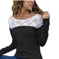 thumbnail image 1 of Leutsin Blouse Ample pour Femmes en Dentelle Unie à Manches Longues et Col Rond, 1 of 7
