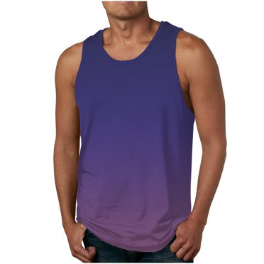 Cameland Tank Tops for Men Big&Tall Mens Tank Tops New Men's Gradient Casual Sports Sleeveless Round Neck T-shirt Tank Tops for Men Gym