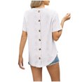 thumbnail image 3 of Besolor Hauts d'Été pour Femmes Chemises Décontractées à Col Rond Manches Courtes Bouton Arrière Blouses Texturées en Crochet, 3 of 4