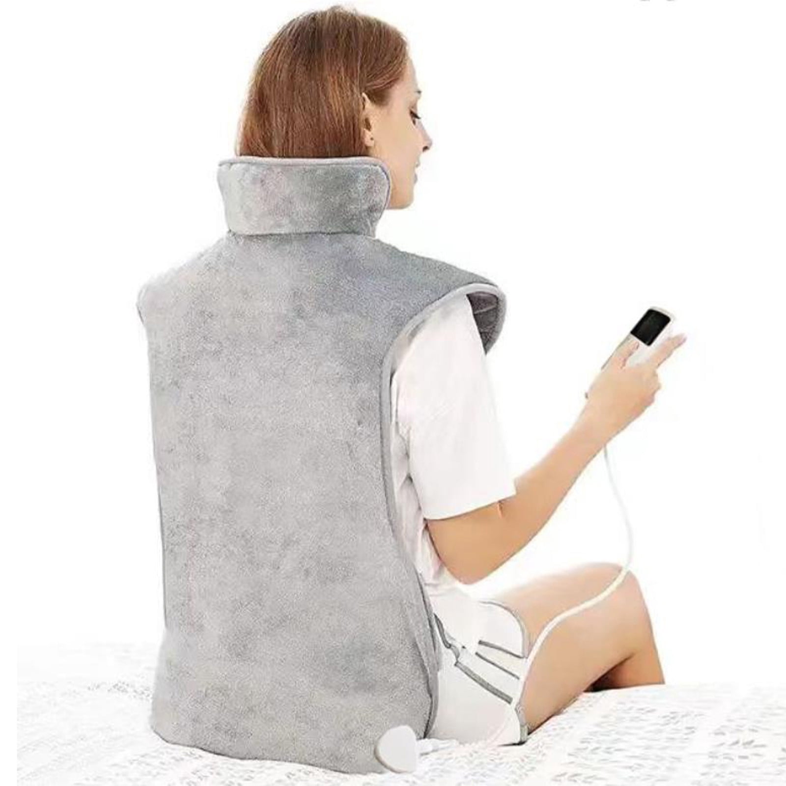 WLOELOEW Heating Pad For Shoulder Neck Pain Relief Polyester Material Gray Color Electric Heat Therapy Cape