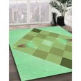 thumbnail image 3 of Ahgly Company Tapis Rond Lavable en Machine Intérieur Vert Jade Transitionnel, 6 Pieds Rond, 3 of 7