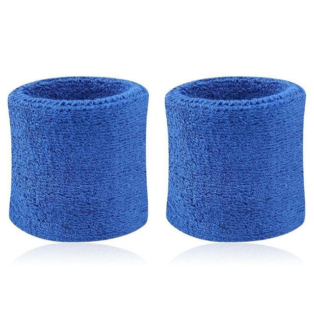 CUITING 2Pcs Sports Wristband Solid Color Absorbent Cotton Breathable Quick Dry Sweatband for Tennis