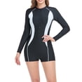 thumbnail image 4 of cllios Womens Short Sleeve Bathing Suit One Piece Rash Guard Swimwear Color Block Zipper Surfing Swimsuit Tummy Control Athletic Swimsuits White XXL, 4 of 4