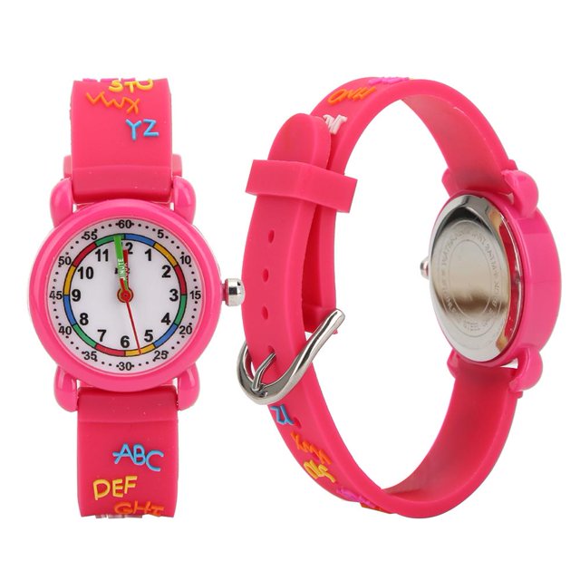 Herwey Children Watch,Waterproof Watch,Kid Waterproof Cartoon Watch Letter Pattern Children Wrist Watch Time Recognition Tool