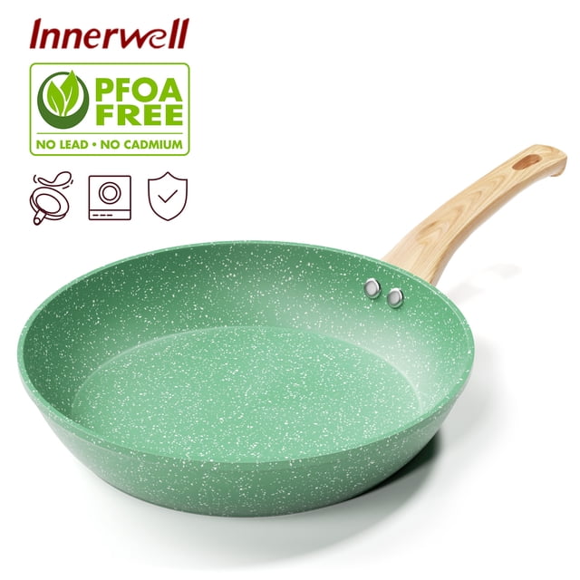 Innerwell 11 Inch Green Nonstick Frying Pan Skillet Bakelite Handle Saute Egg Pan Cookware Fits Various Stoves