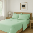 thumbnail image 2 of Comfy Bamboo World Series 4pc Microfiber Sheet Set, Full Size Bedsheet, Light Green, 2 of 6