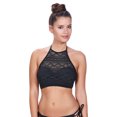 thumbnail image 1 of Freya Womens Sundance Underwire Padded Hi-Neck Swim Crop Top, 36G, Black, 1 of 4