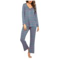 thumbnail image 1 of Timegard Ensembles de Pyjamas pour Femmes 2 Pcs à Rayures Manches Longues Col en V Haut Froncé et Pantalon Tenues de Pjs d'Automne, 1 of 5