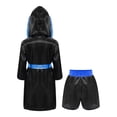 thumbnail image 2 of Zaldita Enfants Garçons Filles Costumes de Boxe Tenue de Boxeur Déguisement Tenue de Fête Ensemble 2 Pcs Peignoir de Kickboxeur et Ensembles de Shorts de Boxe Noir&Bleu 12, 2 of 4