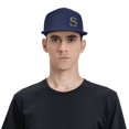 thumbnail image 4 of ZICANCN Alphabet S Pattern Baseball Caps, Trucker Hats for Men And Women, Adjustable Breathable Flat Caps, Navy Blue, 4 of 6