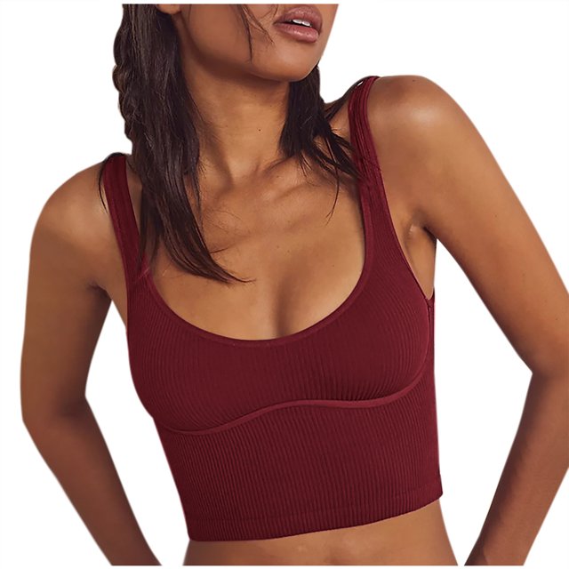 Yuyuzo Women's Tank Tops Sleeveless Crop Tops Square Neck Ribbed Knit Workout Casual Basic Shirts
