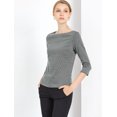 thumbnail image 4 of INSPIRE CHIC Women's Work 3/4 Sleeve Boat Neck Houndstooth Blouse Tops, 4 of 5