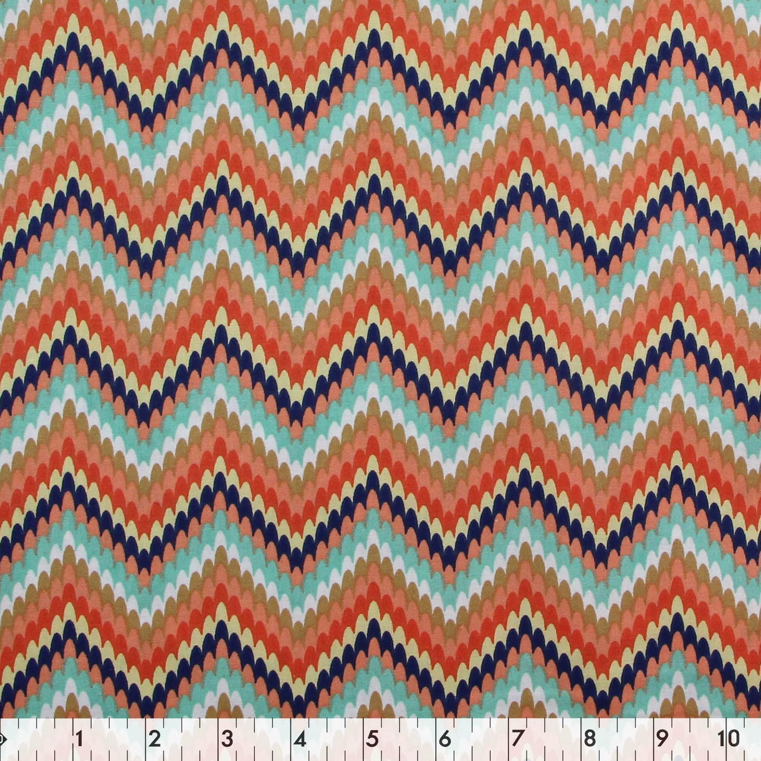 FABRIC CREATIONS Colourful Scalloped Chevrons Fat Quarter Pre-Cut Fabric - 46 cm (18 in) × 53 cm (21 in)/45 cm (17.7 in) × 53 cm (20.9 in), Light Grey, 18x21