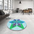 thumbnail image 4 of Ahgly Company Tapis d'Intérieur Lavable à la Machine, Carré, Transitionnel, Bleu, Tapis de Zone, 7 Pieds Carré, 4 of 7