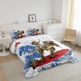 thumbnail image 3 of Erosebridal Cat Riding Dinosaur Bedding Sets Full with Comforter,Surfing Fishing Duvet Insert,Animal Decor,Reversible,3pcs, 3 of 7
