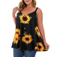 thumbnail image 1 of LARACE Tank Tops for Womens Plus Size V Neck T Shirts Sleeveless Blouses Tunic Buttons Summer Sunflower 4X, 1 of 5