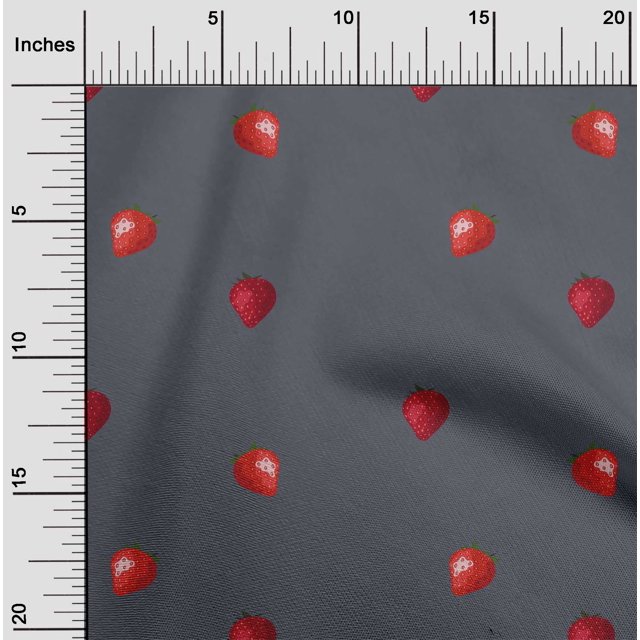 oneOone Tissu Popeline de Coton Imprimé Fraise 1 Yard 42 Pouces de Large